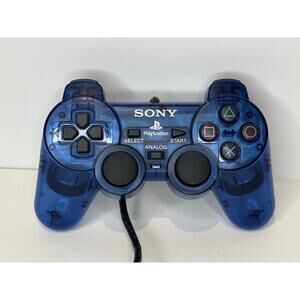 Sony PlayStation 2 PS2 Ocean Blue Clear Controller DualShock OEM MINT CONDITION